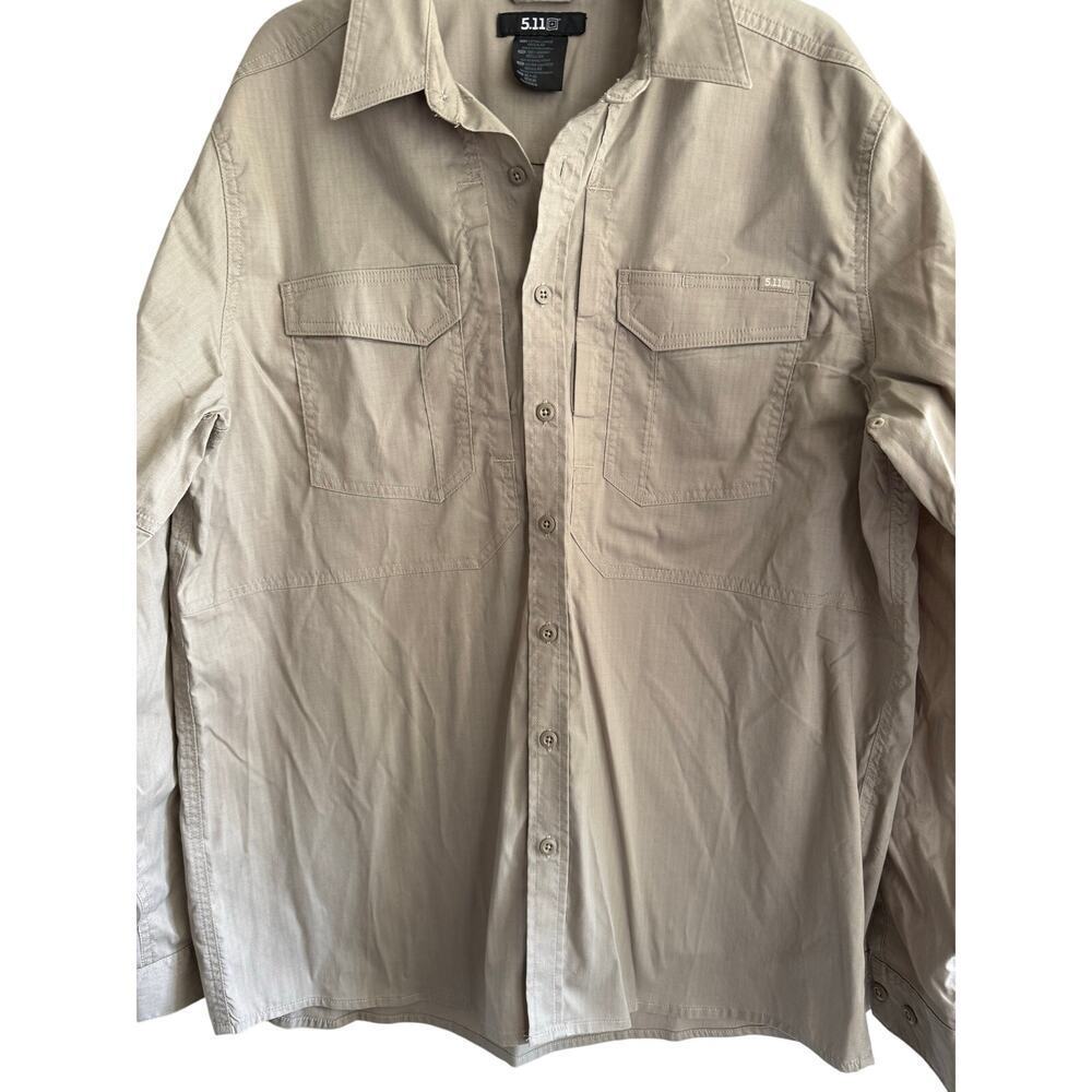 5.11 Tactical Button Up Shirt Mens XL Tan Long Sleeve Utility Outdoor Workwear - Picture 3 of 11